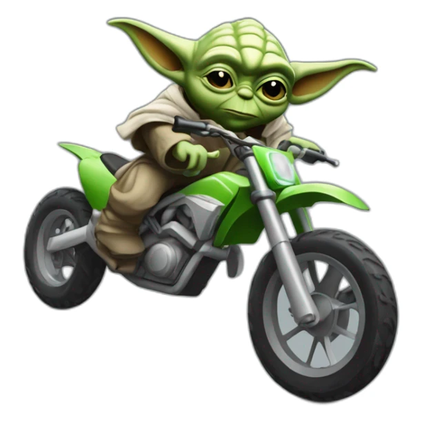 Yoda sur moto cross en roue arrière sticker