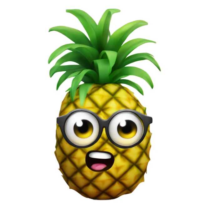 3D one shy pineapple  👱‍♀️🍍 with big shiny eyes 👀 The pineapple cute embarrassed ☺️ sticker