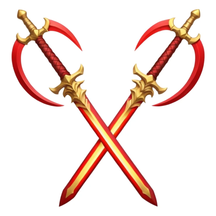 fiery royal golden swords crossewith red blade sticker