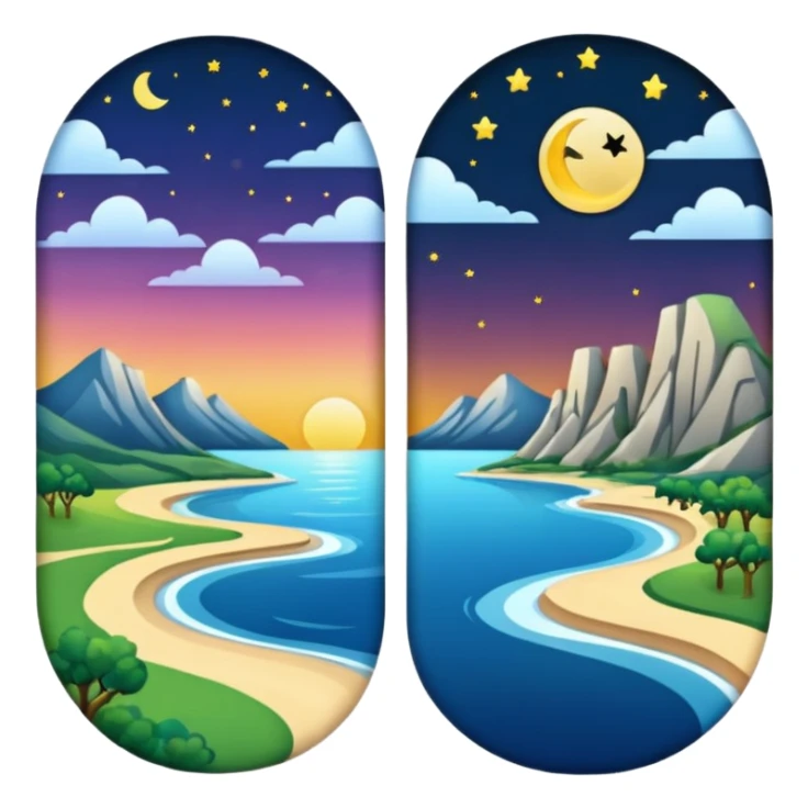 Day & Night in a single picture half night half day sticker