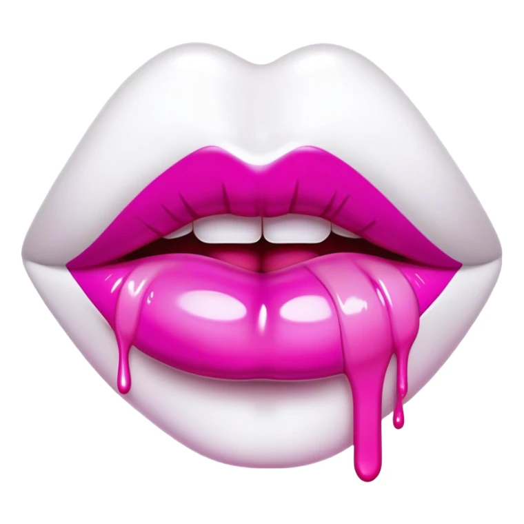 hot pink ombre glossy lips covered in dripping white paint sticker