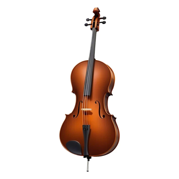 Cinematic Realistic Cello, deep brown polished wood, elegant f-holes creating contrast, warm golden light reflecting off its curves, glowing with depth and a rich musical resonance. sticker