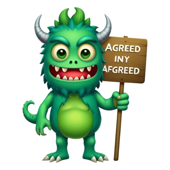monster holding a sign "agreed" sticker