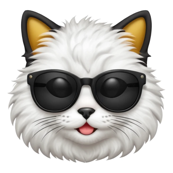 iOS-style emoji. Cat head, smug smile, black sunglasses sticker