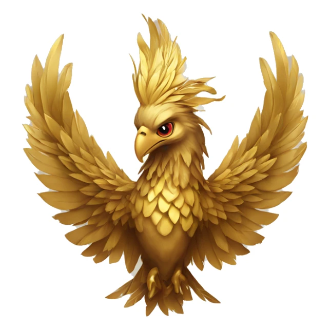 Phoenix head with gold feathers in gold color sticker