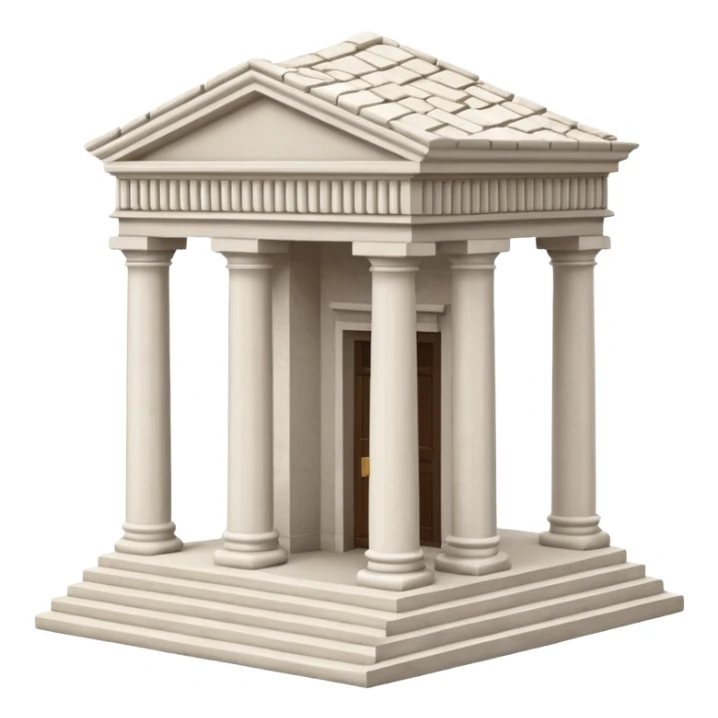 haz un emoji de un edificio griego en 3D, caricatura sticker