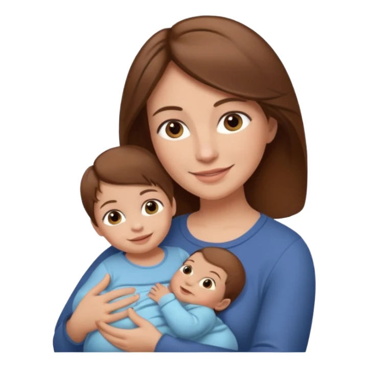 Mother holding infant brown hair fair skin sticker