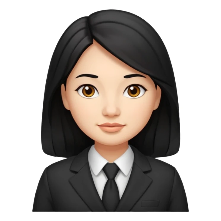 Slightly chubby professional woman with dimples, brown eyes, and long black hair sticker