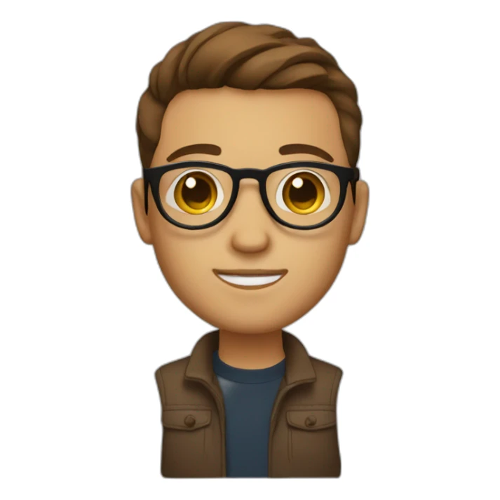 designer with round glasses, brown hair and a side parting sticker