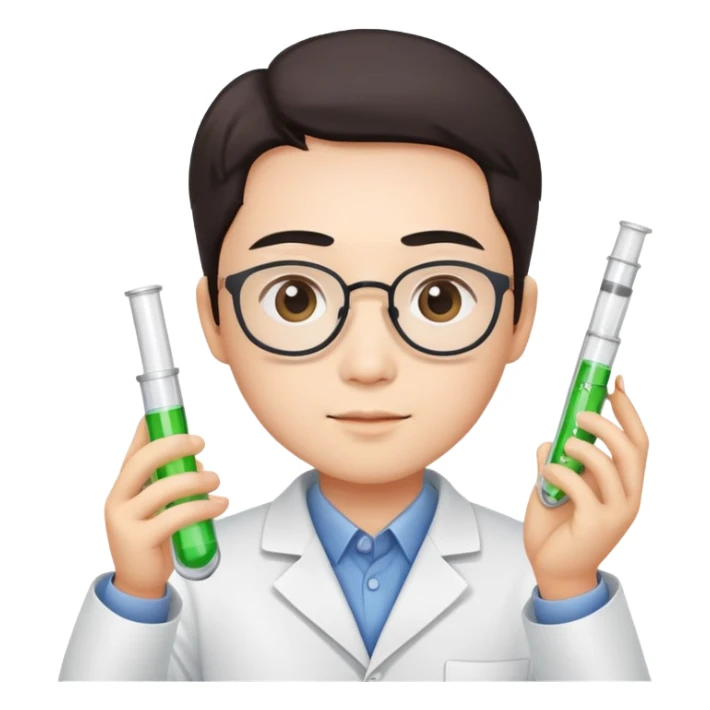 super realistic Chinese scientist holding test tube sticker