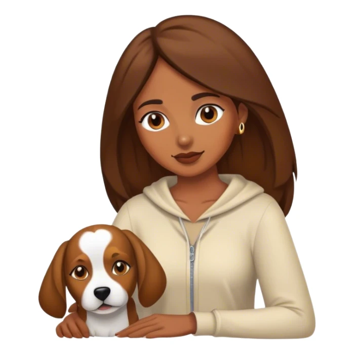 Emoji de mujer morenita con su perro sticker