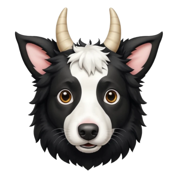 A black and white border collie with cow's horns. sticker