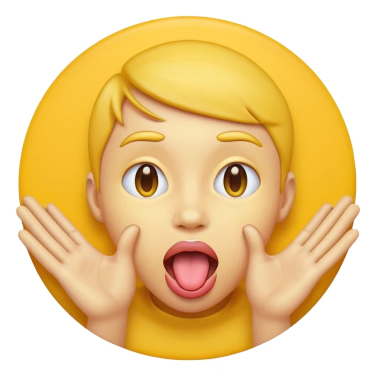 Sticking tongue out with hands gliding through yellow emoji circle face sticker