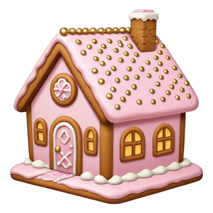 light pink and gold and white gingerbread house sticker