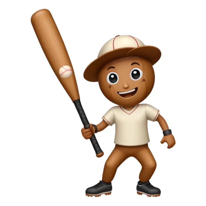 Animated baseball bat with a face, arms and legs doing a happy dance sticker