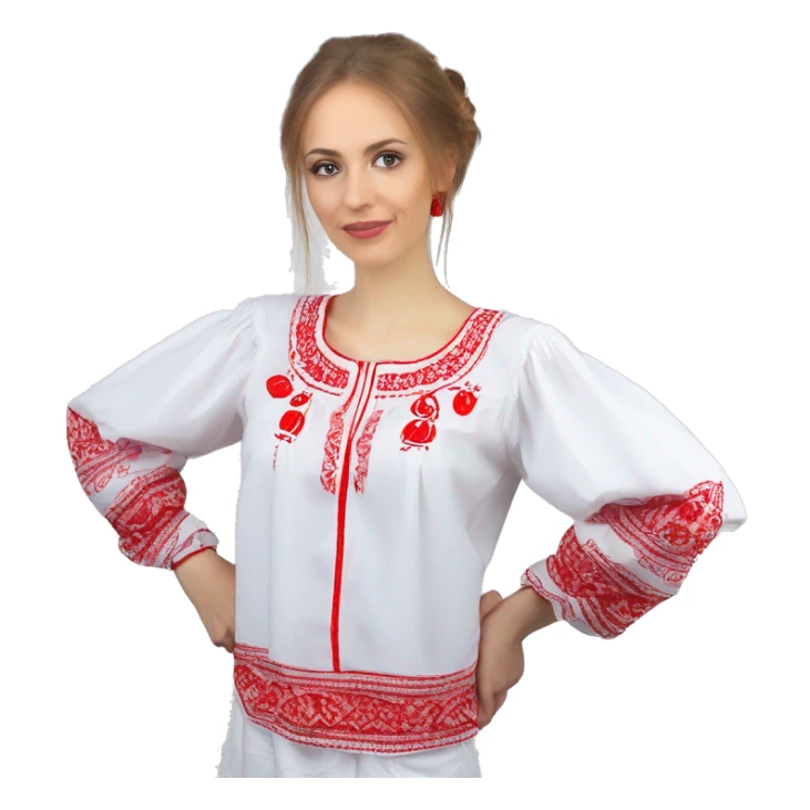  Blouse vyshyvanka, white with red embodiary on sleeves sticker
