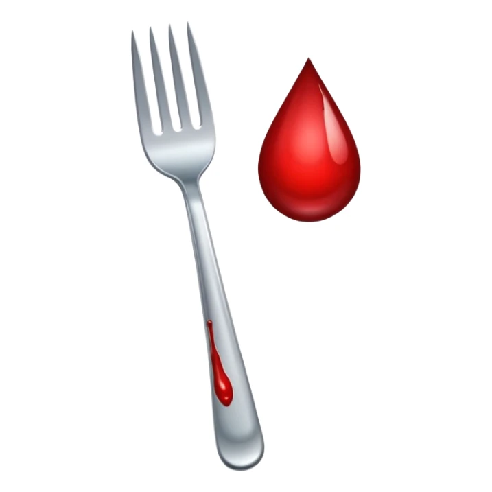 fork with a drop of blood sticker