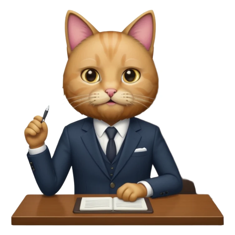 cat with a beard in the office boss sticker