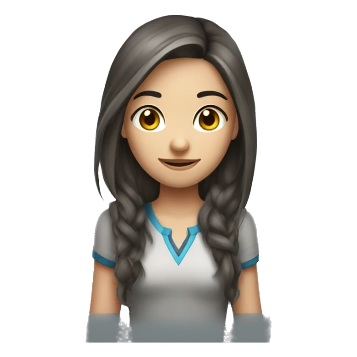 long hair brunette girl gamer with grey eyes sticker