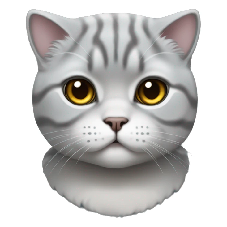 Create an emoji of a silver chinchilla scottish fold cat sticker