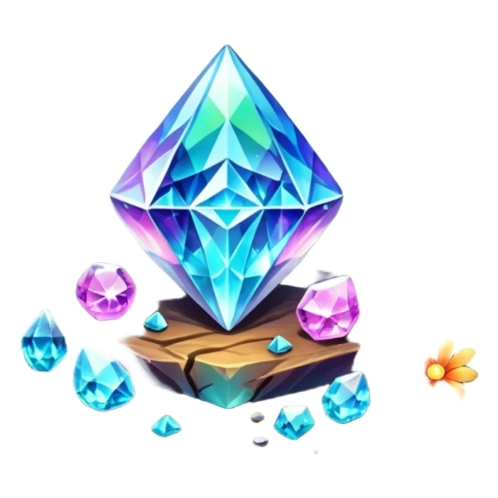 crystals diamonds with runes in forest and flowers sticker