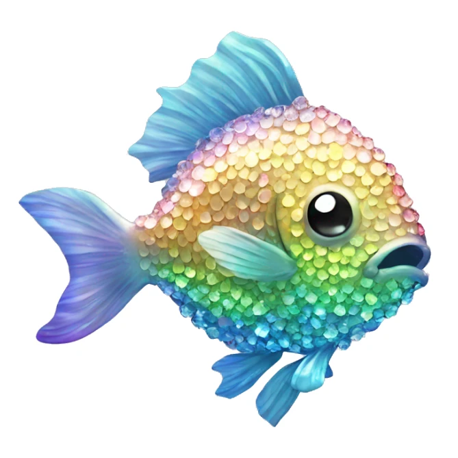 Kawaii bedazzled iridescent fish kissing eachother  sticker