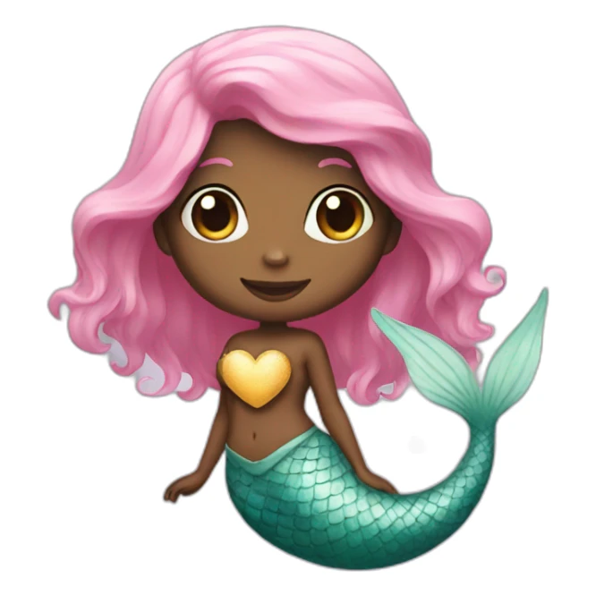 Mermaid with a heart and a cat sticker
