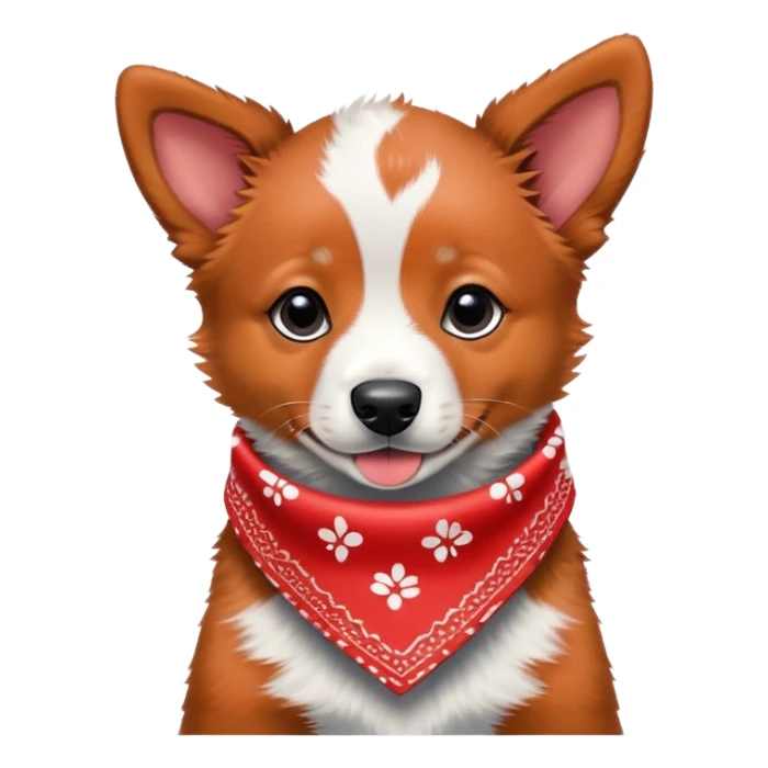 Red heeler puppy wearing a bandana around neck sticker