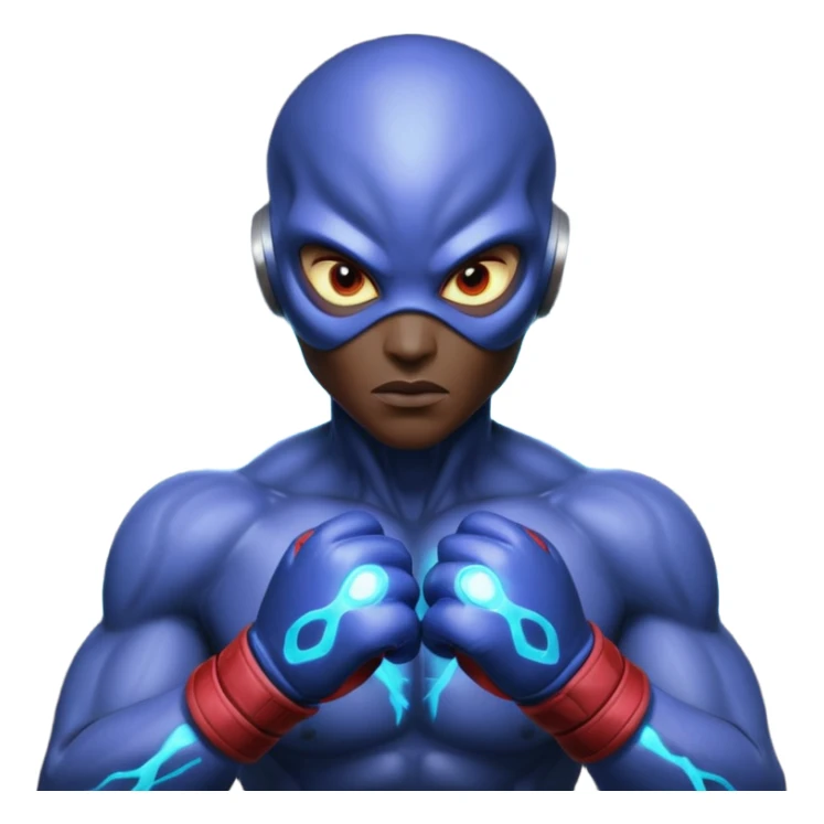 energy alien MMA fighter portrait, head and shoulders only, glowing veins, crackling aura, futuristic fight gloves, intense glowing eyes, 3D cartoon, mobile game icon style, clean background, no text, no watermark
 sticker