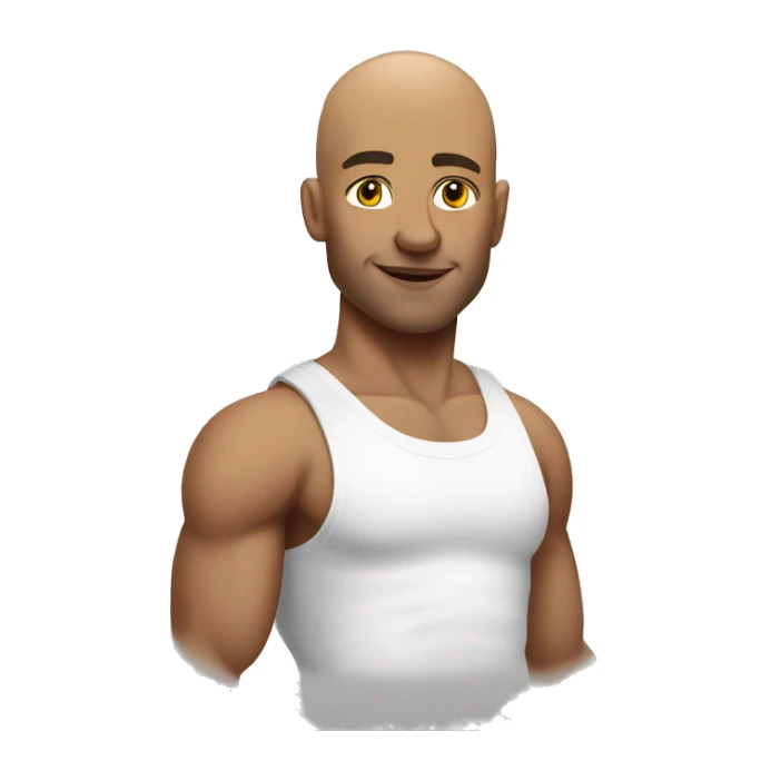 bald muscular boys in tank tops white male sticker