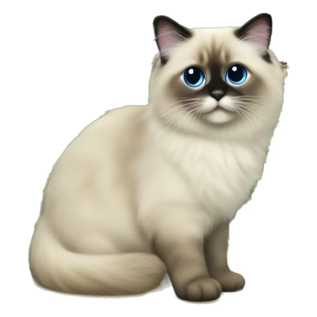Seal colorpoint ragdoll kiten climbing a Christmas tree sticker