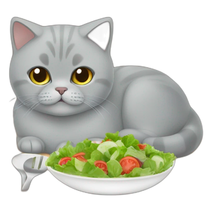 british shorthair cat eating salad sticker