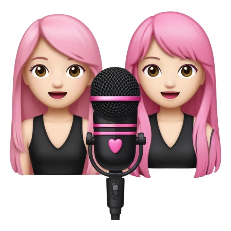 BLACKPINK-inspired emoji with black and pink microphone, musical and fun style sticker