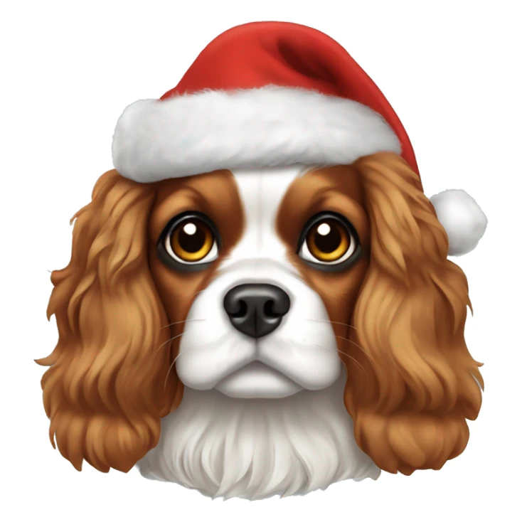 king charles cavalier wearing a christmas hat sticker