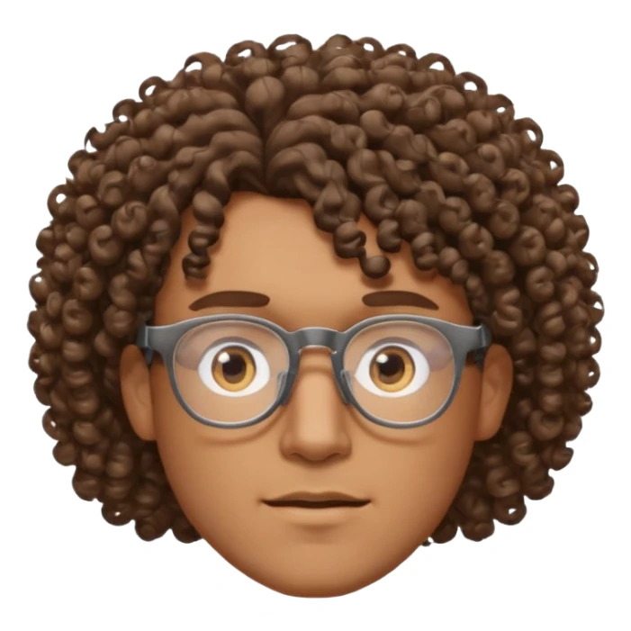 homme blanc brun avec cheveux frisés et lunette, vue de face sticker