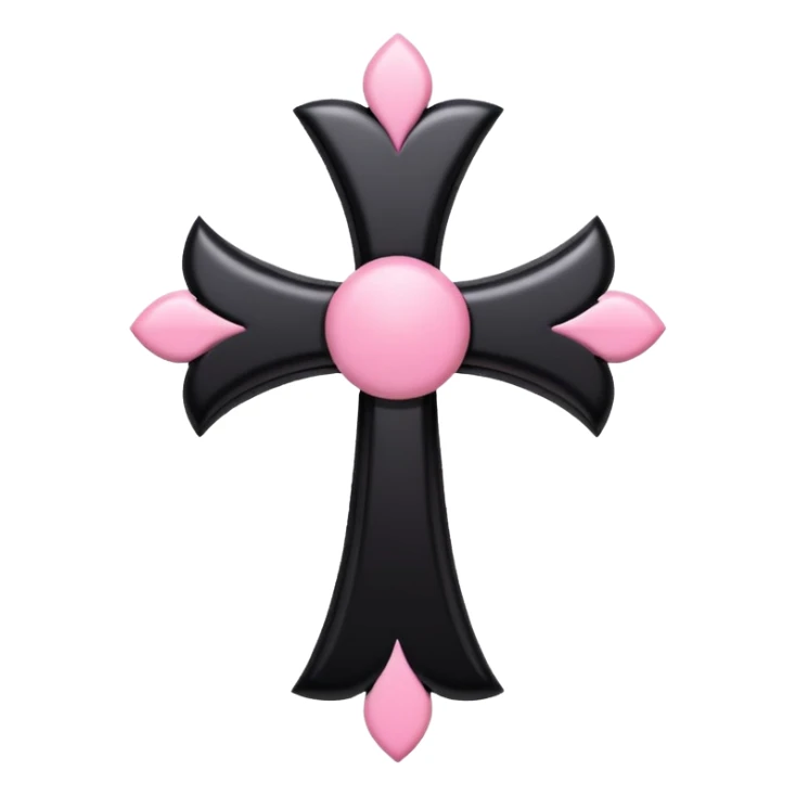 realistic 3d soft cute black pink goth cross , no woman sticker