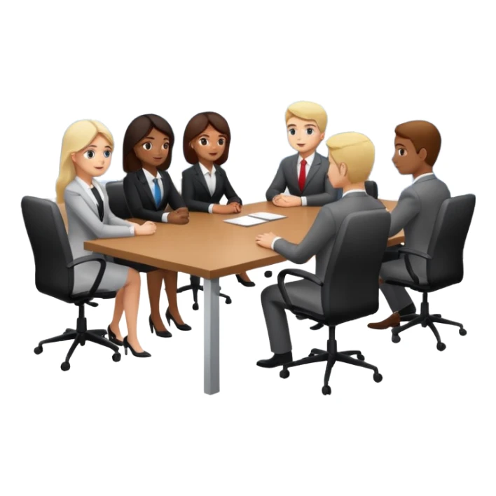 a group of coworkers in meeting room in long rectangular table sticker