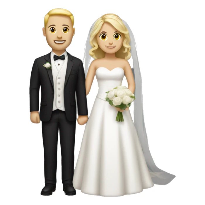 Bride with groom, both have light skin, bride is blond, groom is brown hair sticker