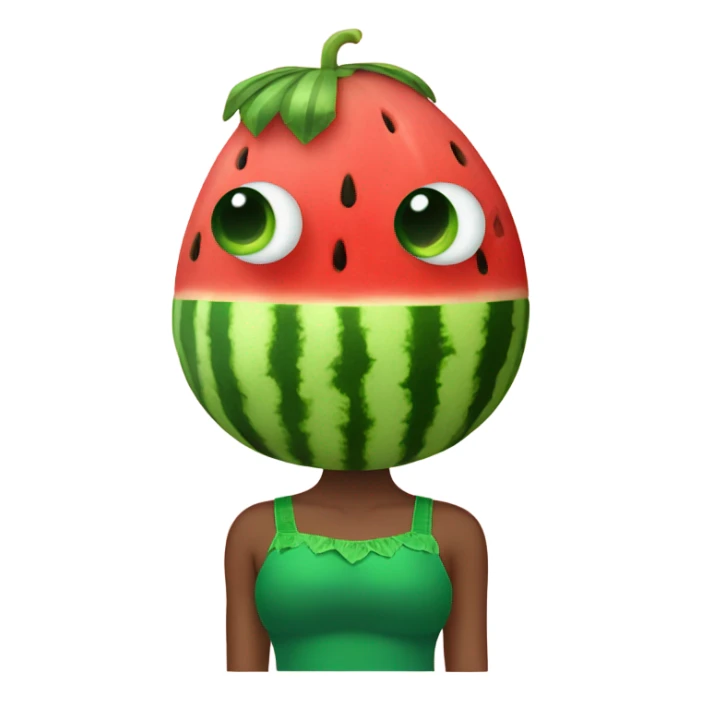 Watermelon wearing a green tutu on its head and a red tutu on its bottom sticker