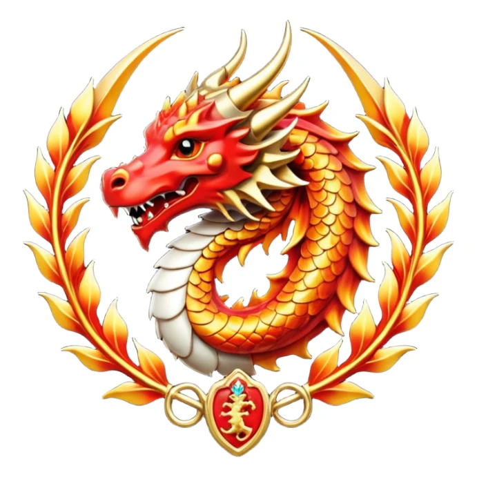 Simple fiery royal Dragon crest/brosch sticker