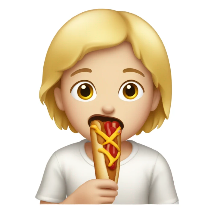 Autistic kid eating a hotdog sticker