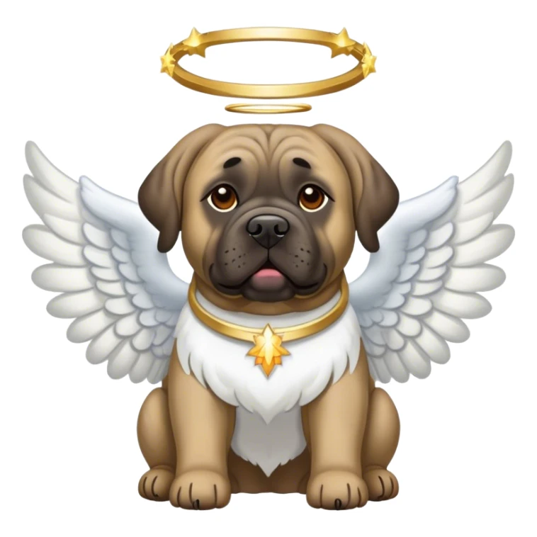 Brindle mastiff wearing an Angel halo  sticker