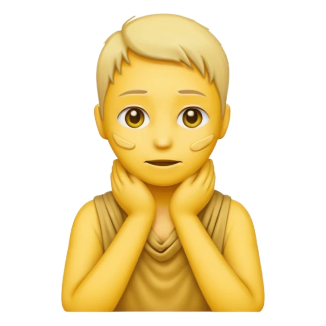 a non human yellow emoji with hands around neck wanting to die sticker