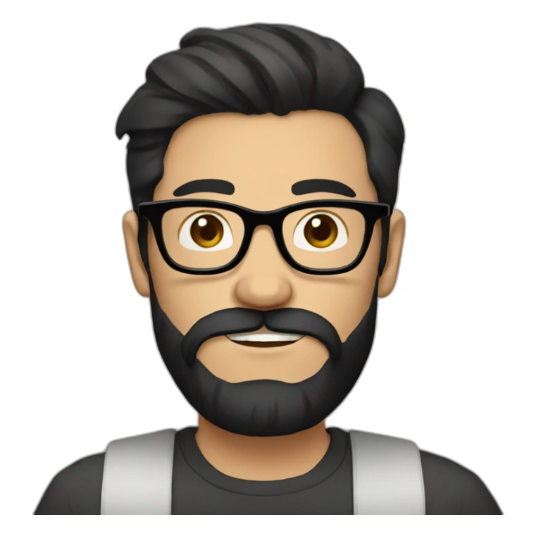 Hipster with black hair, beard and glasses drinking cappuccino   sticker