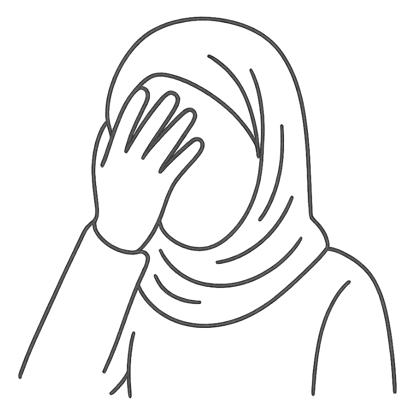 hand-drawn outlined icon of woman in hijab facepalming sticker