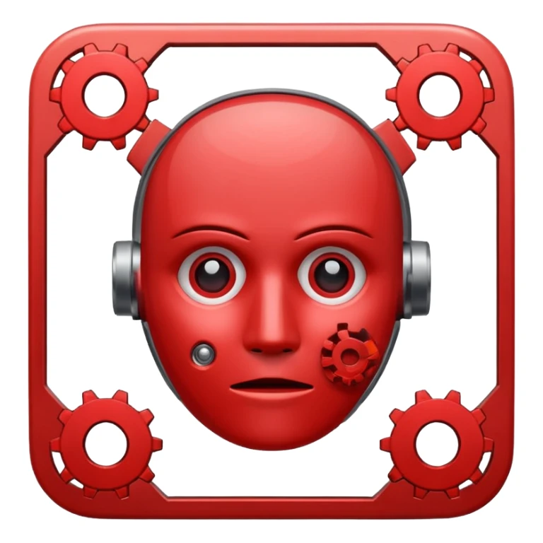 Broken Face ID scanner icon with red X and gears settings nearby, flat UI style alert. sticker