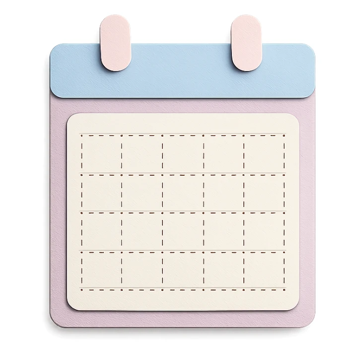 soft pastel gentle habit tracker grid with subtle shadow and delicate dotted lines sticker