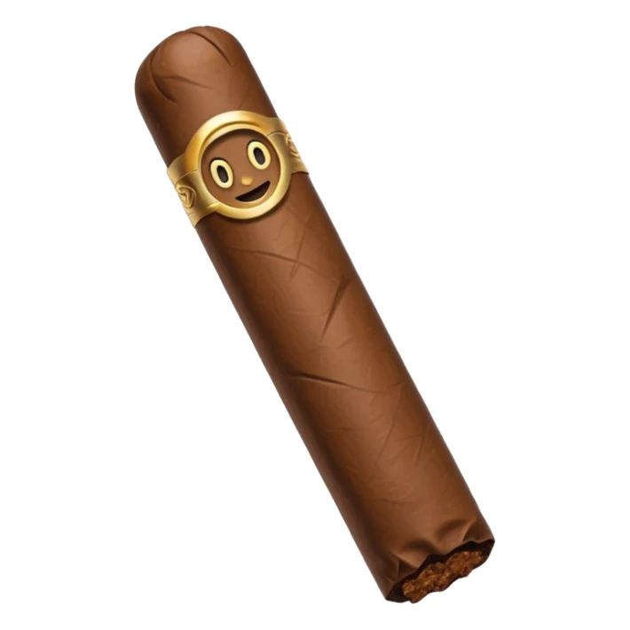 Emoji-style cigar icon, dark brown wrapper, subtle smoke, minimalistic, clean silhouette, metal details, no gold sticker