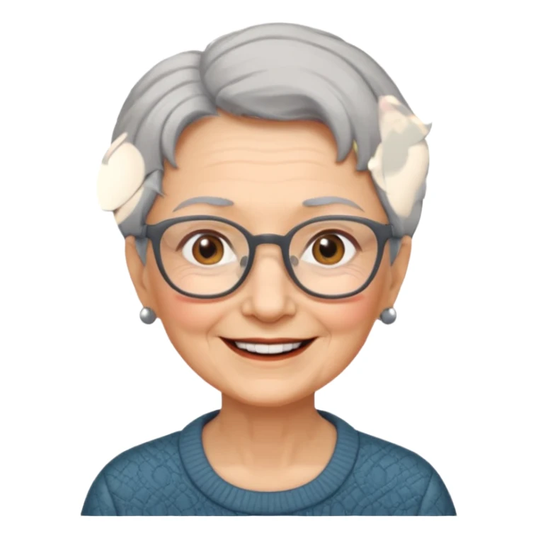 Old woman with short grey hair and glasses sticker