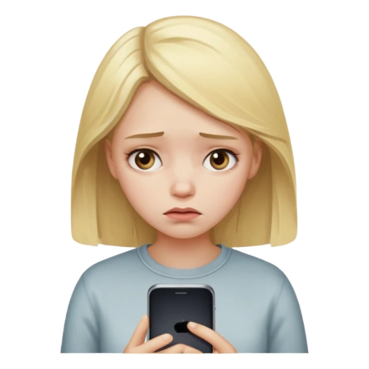 a blonde girl sad looking at the phone  sticker